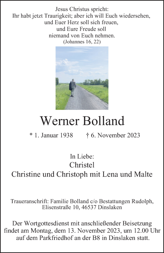 Traueranzeige von Werner Bolland von Tageszeitung