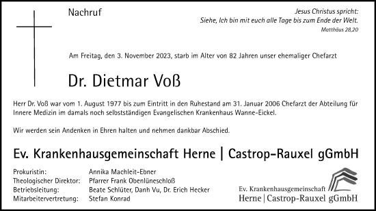 Traueranzeige von Dietmar Voß von Tageszeitung