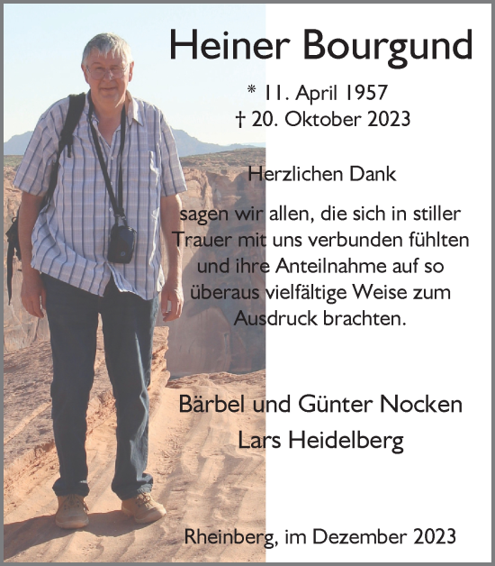 Traueranzeige von Heiner Bourgund von Tageszeitung