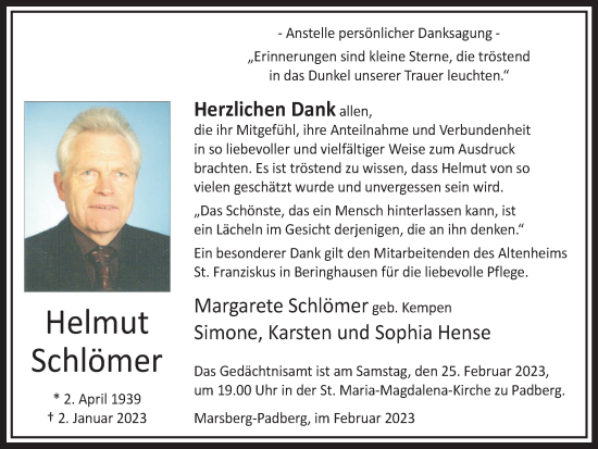 Traueranzeige von Helmut Schlömer von Tageszeitung