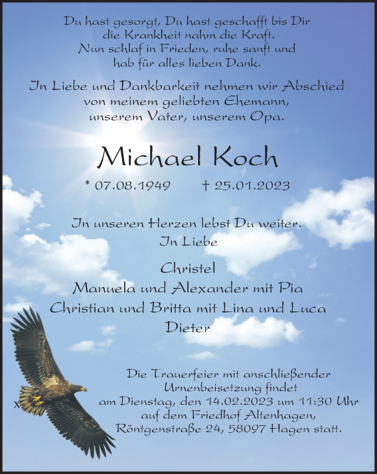 Traueranzeige von Michael Koch von Tageszeitung