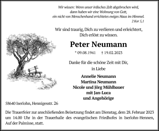 Traueranzeige von Peter Neumann von Tageszeitung