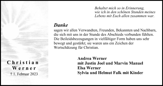 Traueranzeige von Christian Werner von Tageszeitung