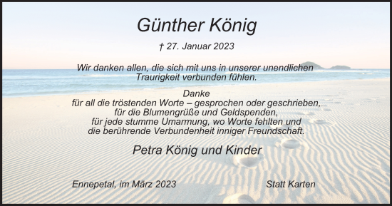 Traueranzeige von Günther König von Tageszeitung