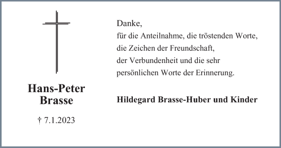 Traueranzeige von Hans-Peter Brasse von Tageszeitung