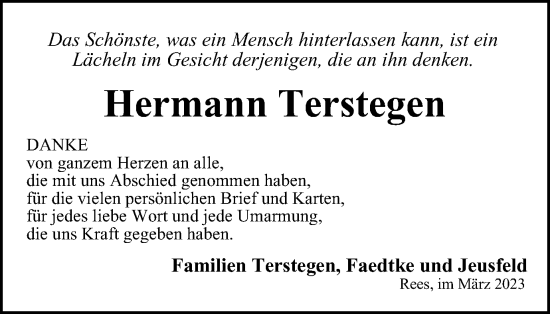 Traueranzeige von Hermann Terstegen von Tageszeitung