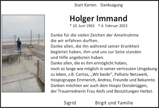 Traueranzeige von Holger Immand von Tageszeitung