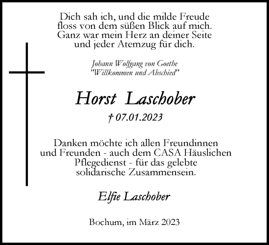 Traueranzeige von Horst Laschober von Tageszeitung