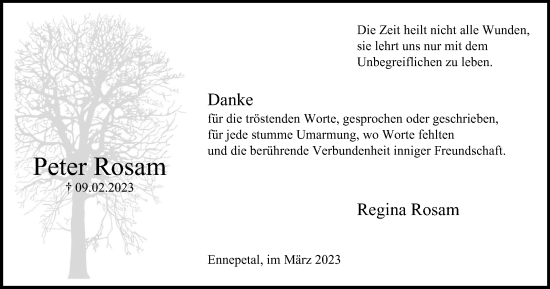 Traueranzeige von Peter Rosam von Tageszeitung