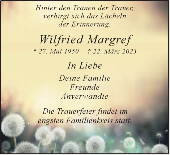 Traueranzeige von Wilfried Margref von Tageszeitung
