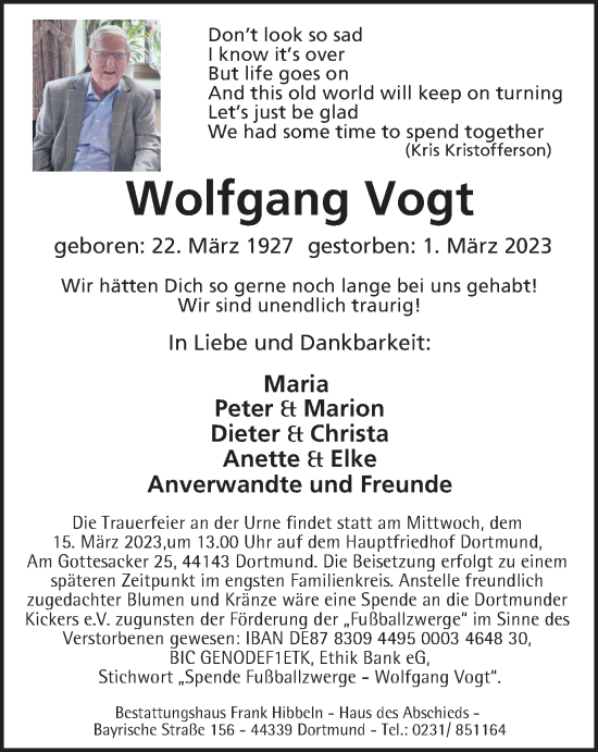 Traueranzeige von Wolfgang Vogt von Tageszeitung