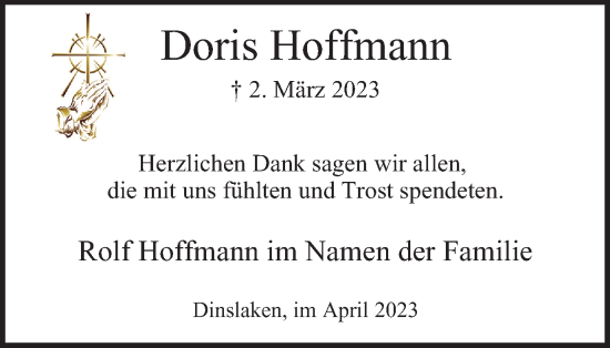 Traueranzeige von Doris Hoffmann von Tageszeitung