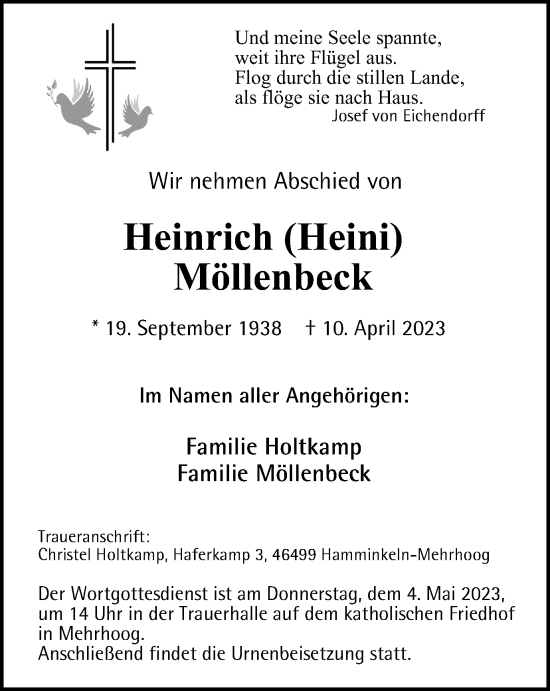 Traueranzeige von Heinrich Möllenbeck von Tageszeitung