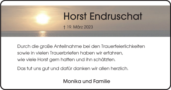 Traueranzeige von Horst Endruschat von Tageszeitung