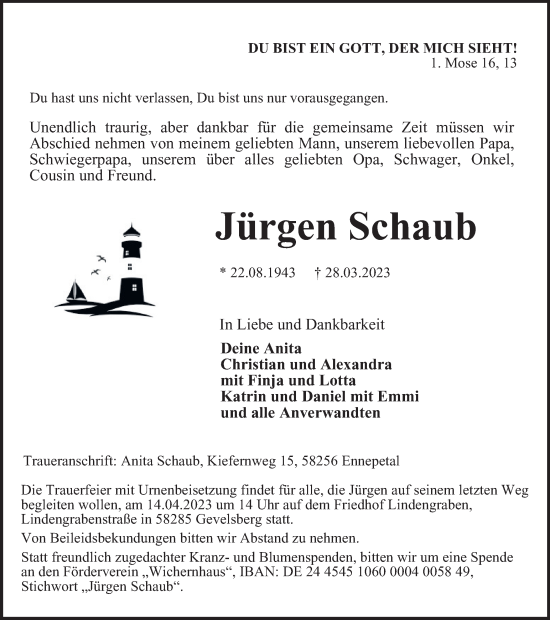 Traueranzeige von Jürgen Schaub von Tageszeitung