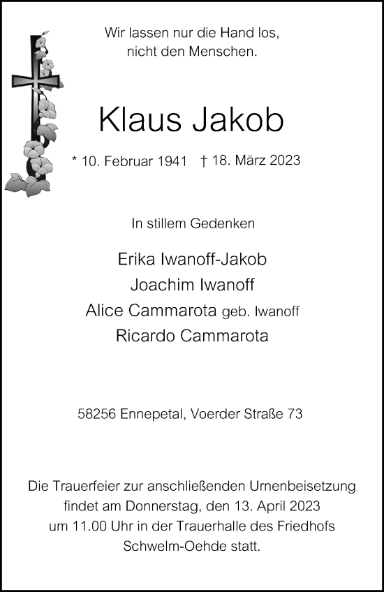 Traueranzeige von Klaus Jakob von Tageszeitung