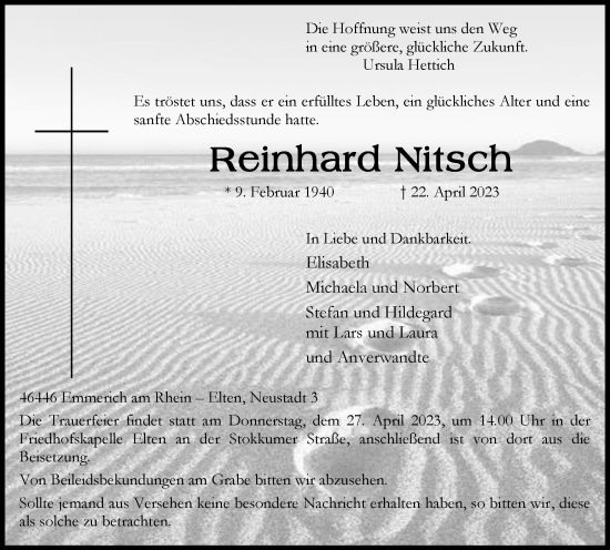 Traueranzeige von Reinhard Nitsch von Tageszeitung