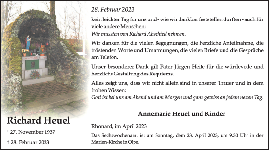 Traueranzeige von Richard Heuel von Tageszeitung