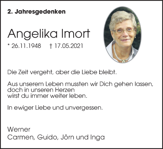 Traueranzeige von Angelika Imort von Tageszeitung