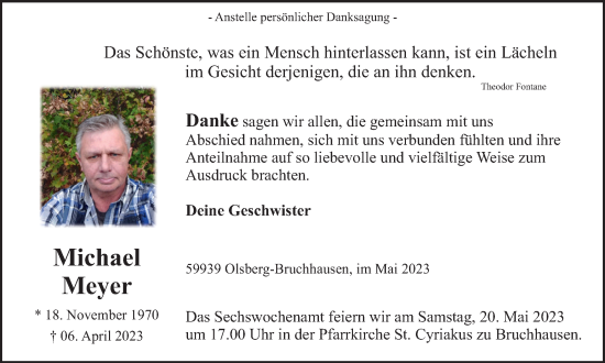Traueranzeige von Michael Meyer von Tageszeitung