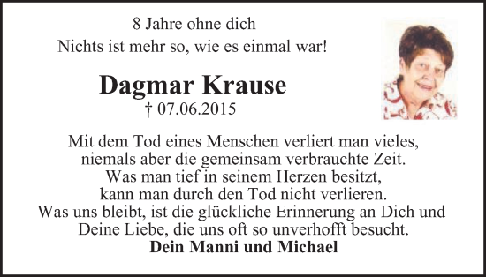 Traueranzeige von Dagmar Krause von Tageszeitung