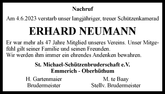 Traueranzeige von Erhard Neumann von Tageszeitung