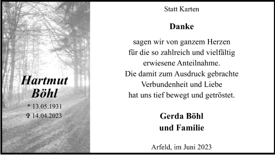 Traueranzeige von Hartmut Böhl von Tageszeitung