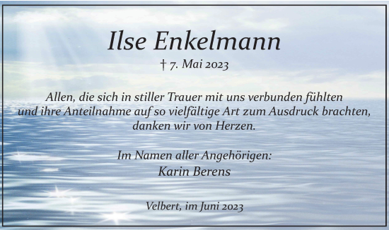 Traueranzeige von Ilse Enkelmann von Tageszeitung