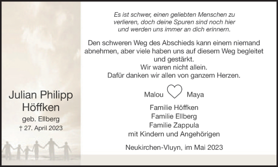 Traueranzeige von Julian Philipp Höffken von Tageszeitung