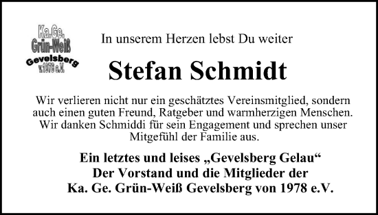 Traueranzeige von Stefan Schmidt von Tageszeitung