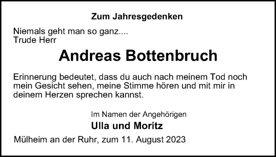 Traueranzeige von Andreas Bottenbruch von Tageszeitung