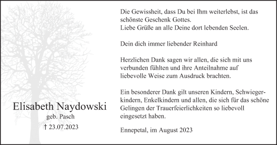 Traueranzeige von Elisabeth Naydowski von Tageszeitung