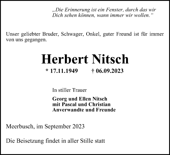 Traueranzeige von Herbert Nitsch von Tageszeitung