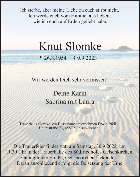 Traueranzeige von Knut Slomke von Tageszeitung