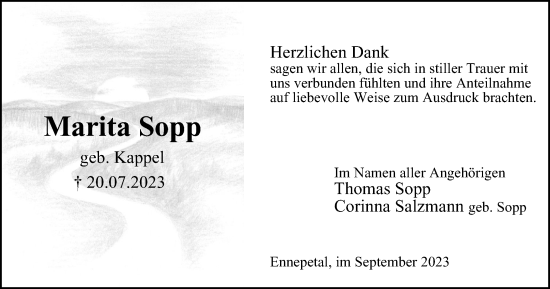 Traueranzeige von Marita Sopp von Tageszeitung