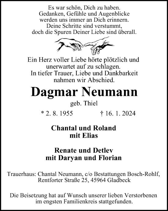 Traueranzeige von Dagmar Neumann von Tageszeitung