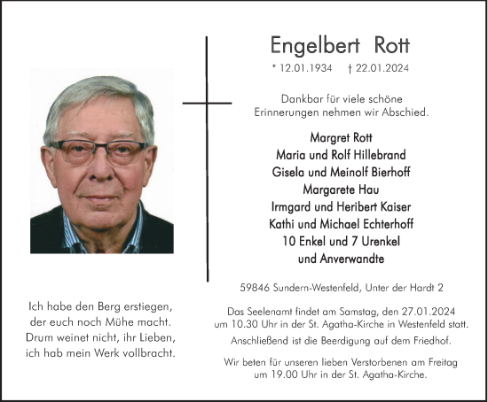 Traueranzeige von Engelbert Rott von Tageszeitung