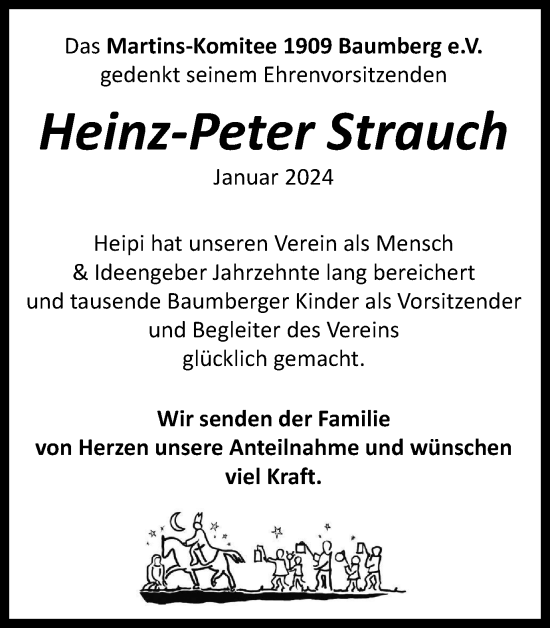 Traueranzeige von Heinz-Peter Strauch von Tageszeitung