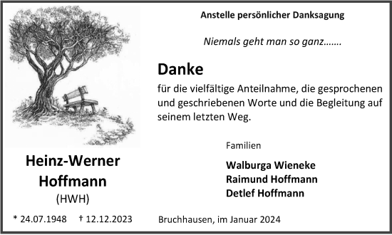 Traueranzeige von Heinz-Werner Hoffmann von Tageszeitung