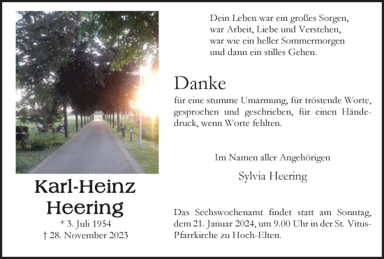 Traueranzeige von Karl-Heinz Heering von Tageszeitung