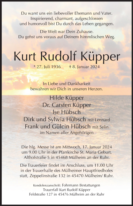 Traueranzeige von Kurt Rudolf Küpper von Tageszeitung
