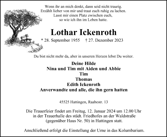 Traueranzeige von Lothar Ickenroth von Tageszeitung