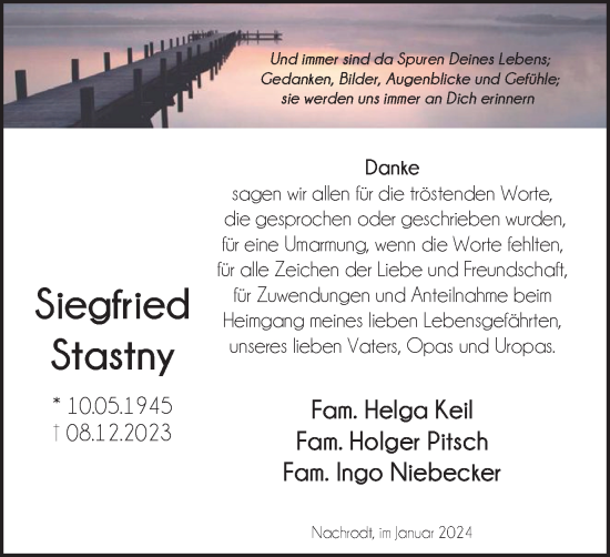 Traueranzeige von Siegfried Stastny von Tageszeitung