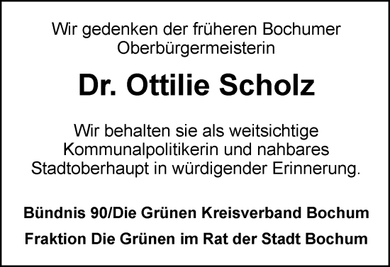 Traueranzeige von Dr. Ottilie Scholz von Tageszeitung