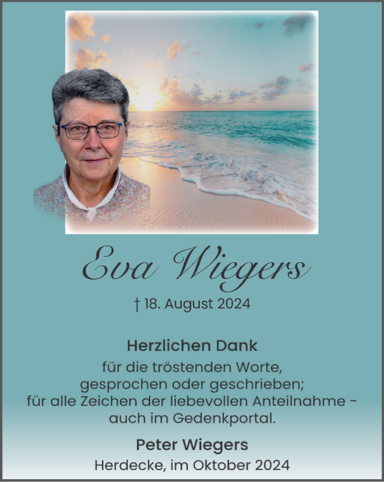 Traueranzeige von Eva Wiegers von Tageszeitung