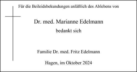 Traueranzeige von Marianne Edelmann von Tageszeitung