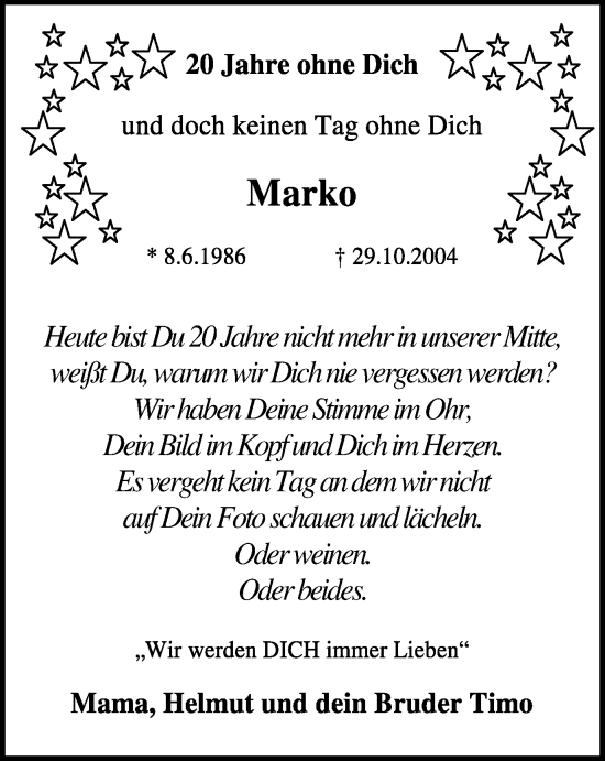 Traueranzeige von Marko  von Tageszeitung