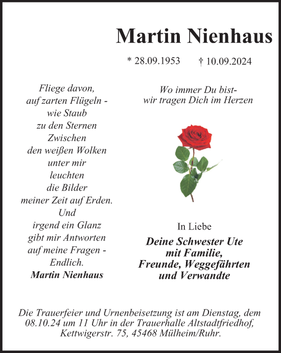 Traueranzeige von Martin Nienhaus von Tageszeitung
