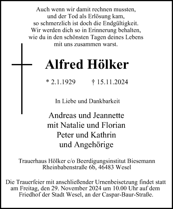 Traueranzeige von Alfred Hölker von Tageszeitung