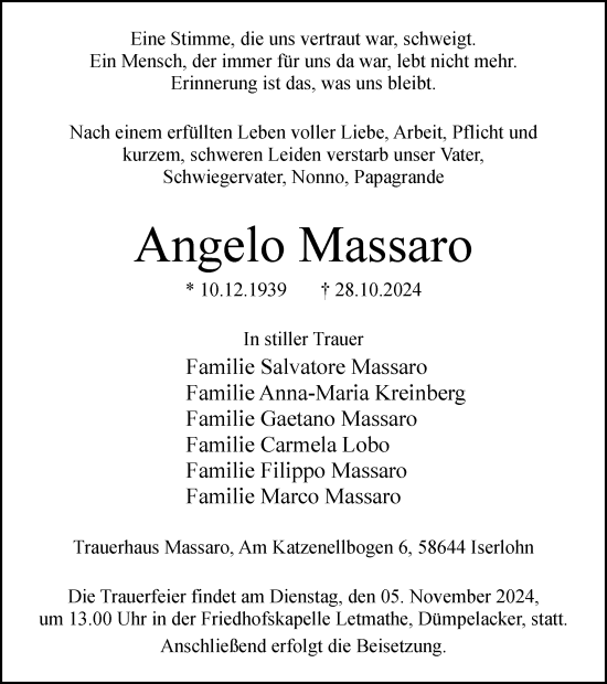 Traueranzeige von Angelo Massaro von Tageszeitung